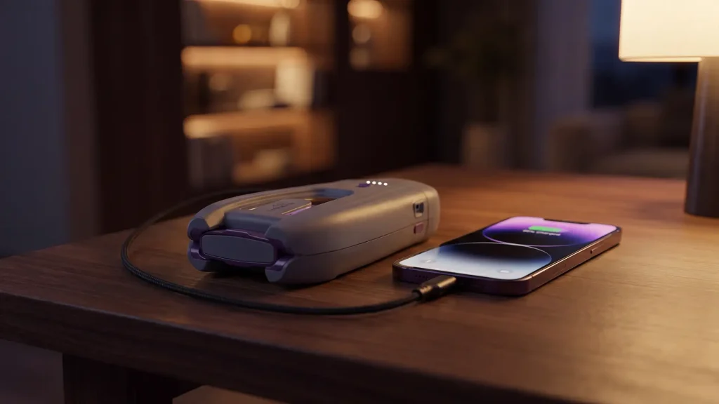 Portable charger powering radios, phones, lights, and emergency devices