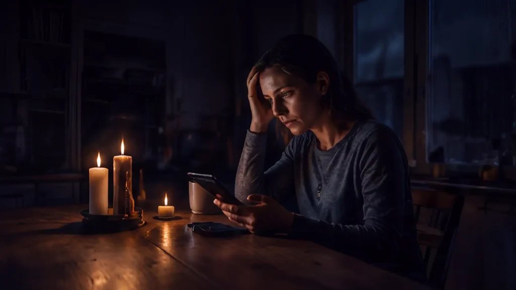 Smartphone powered by Unibank during emergency blackout situation